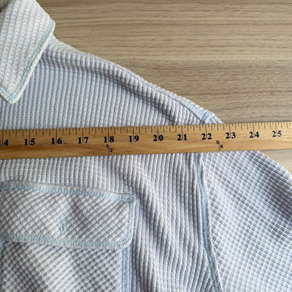 Aerie Waffle Knit Button Down Shacket Light Blue Medium Oversized - Picture 4 of 7